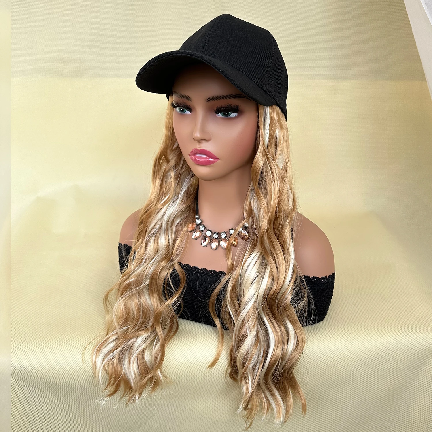 Baseball Hat Hooded Wig Hat Wig Wavy Curl Wig Synthetic Wig Beginners Friendly Heat Resistant Natural Looking For Daily Use