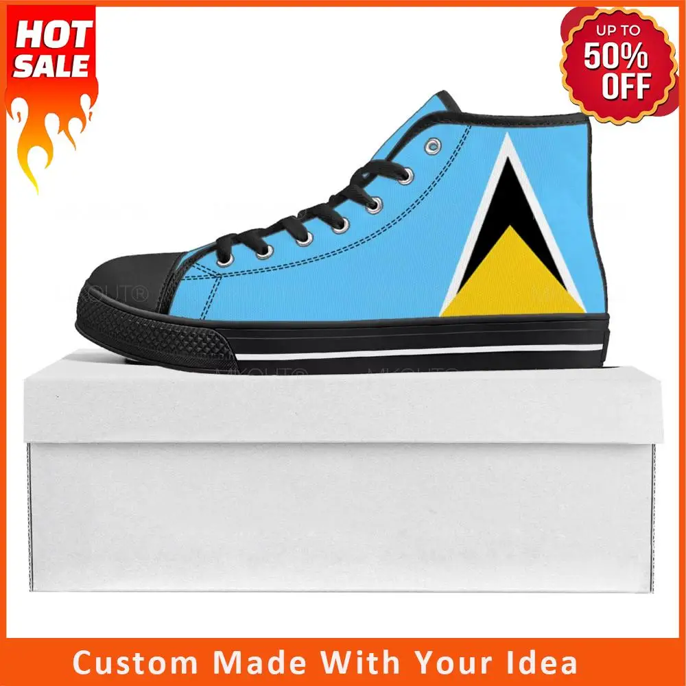 

Высококачественные высококачественные кроссовки Saint флаг Люсия, мужские и женские холщовые кроссовки для подростков, в стиле Сент-Люсия, повседневная обувь для пар, обувь на заказ