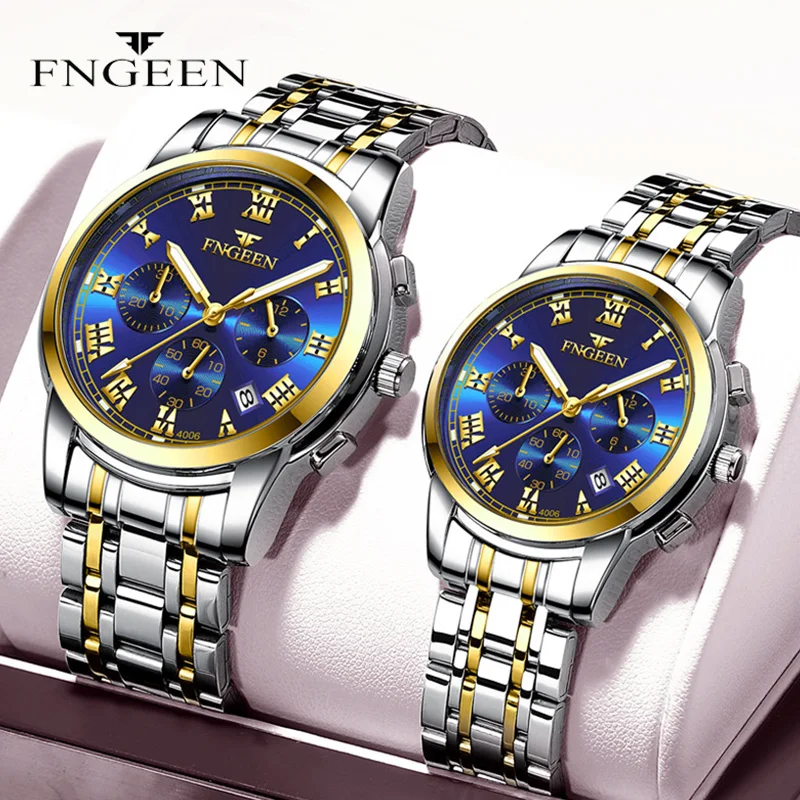 FNGEEN Fashion Brand Luxury Quartz Watches for Men Luxury Luminous Pointer Watch Business Waterproof Stainless Steel Wristwatch