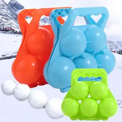 Plastics Snowball Maker Clip Anti-slip Handle Double ball Snow Ball Mold Tool Durable Safe Winter Fight Clip Toy Kids Children