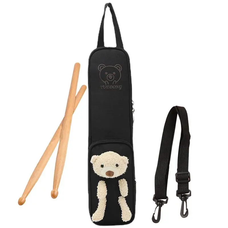 Drum Stick Case Cartoon Bear Drum Stick Pack Bag Oxford Instrument Equipment With Adjustable Shoulder Strap Handle For Kids Drum