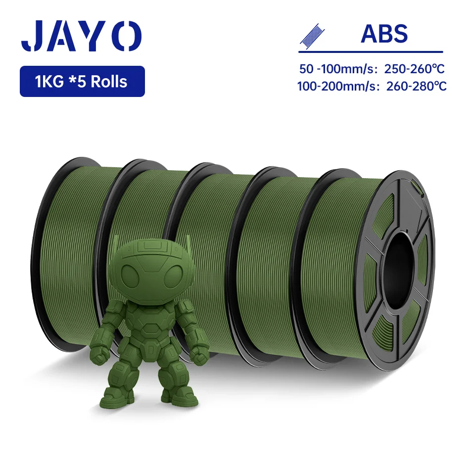JAYO ABS 3D-Drucker-Filament 5KG 1,75mm ABS für 3D-Drucker, ABS 3D-Drucker-Filament mit Heißverformung 90°, Perfekt für Funktionale Prototypen & Mechanische Teile