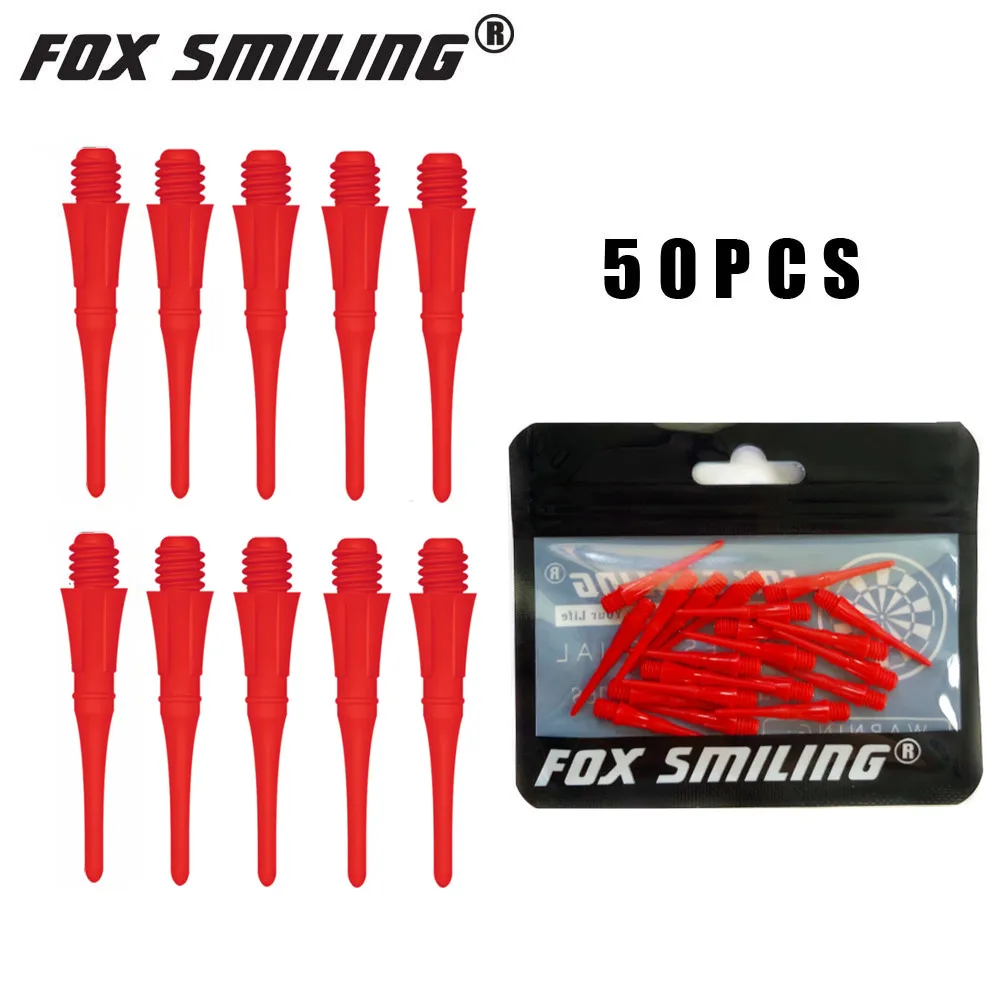 Fox sorridente 50pcs 25mm blu 2BA punta morbida per freccette professionale per punta elettronica Dardos