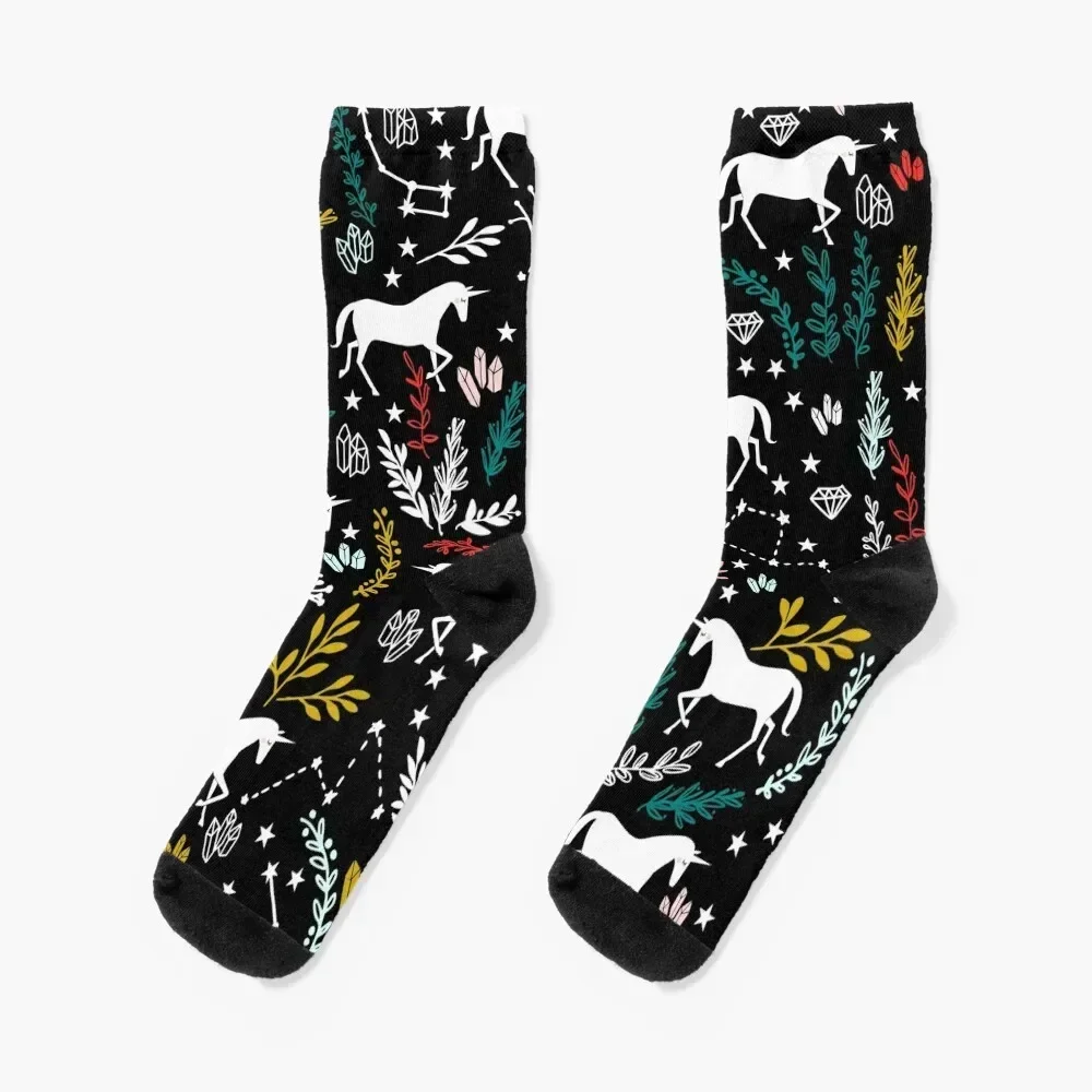 Magical Unicorn and Star Constellations Socks Thermal man winter Run hiphop Women's Socks Men's