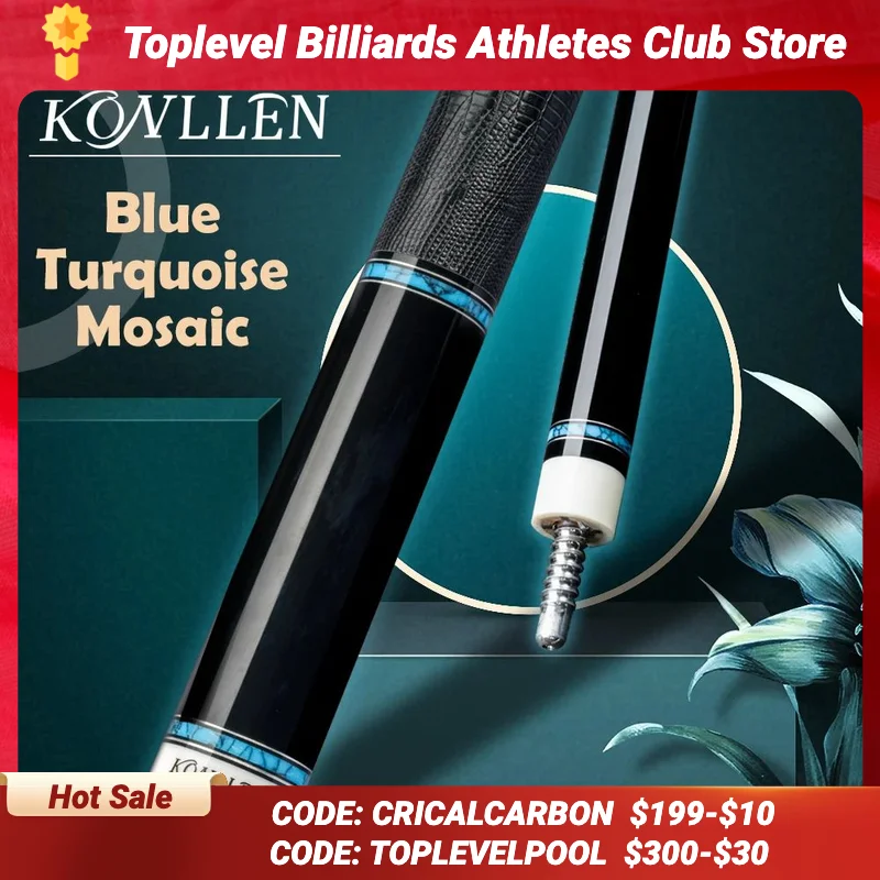 KONLLEN-Carbon Fiber Pool Cue Stick Kit with Case, Billiards Cue Stick, Real Inlay, Carbon Energy Technology, Leather Grip