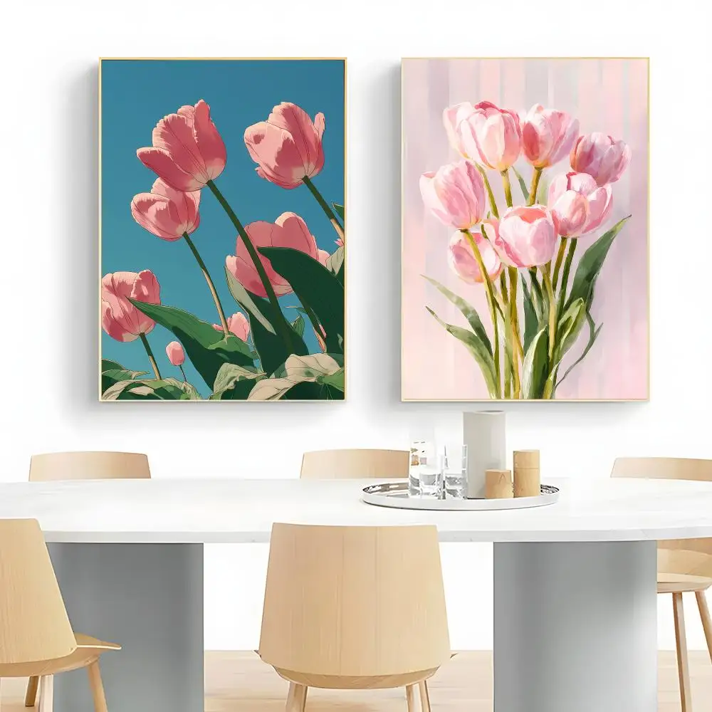 Gentle Art P-Pink Tulips Poster Wall Art Print Decorative Mural Home Decor Gift Unframed