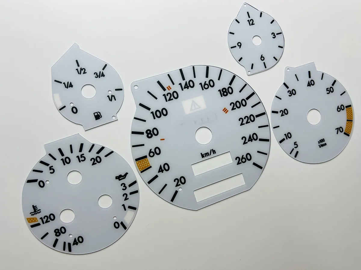 

Speedo Dials Cluster Face for Mercedes W140 R129 GAUGE Face disc MPH to KMH Analog Instrument Cluster Disc Replace