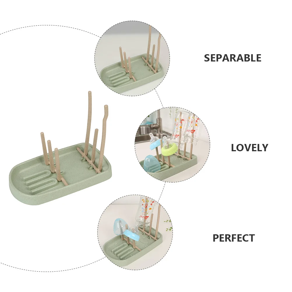 

Baby Bottle Drying Rack Small Wheat Straw Draining Rack Easily Disassembled for Feeding Bottles Pacifiers Pump Parts Kitchen