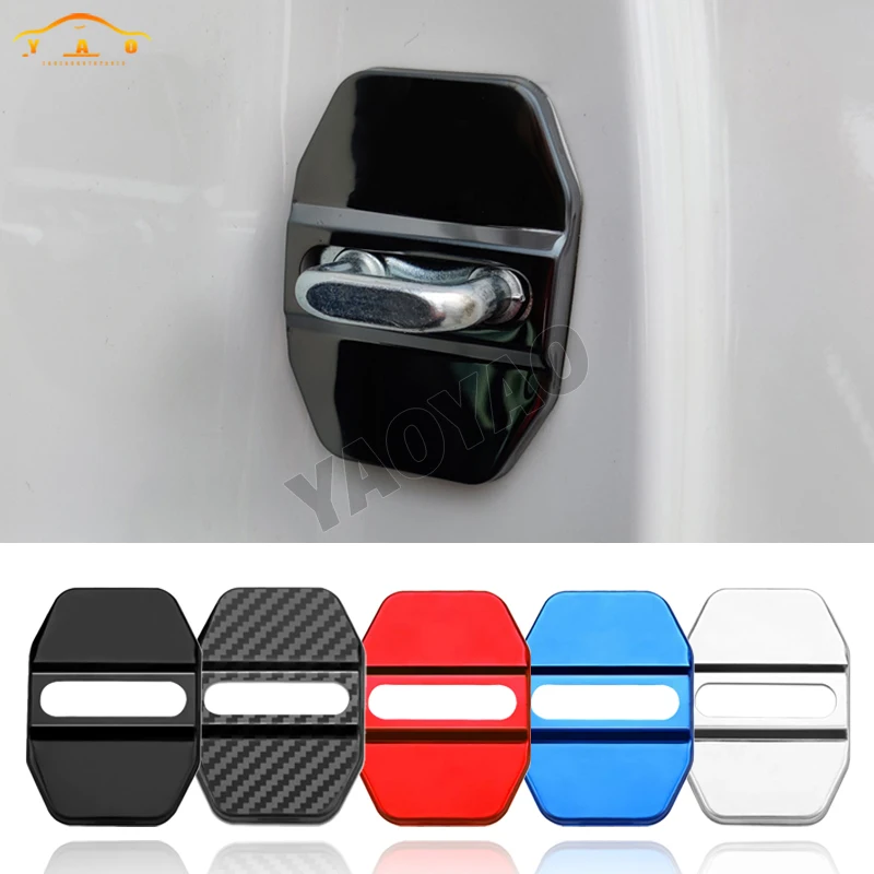 

For Dodge Journey Ram Car Styling 4Pcs Stainless Steel Carbon Fiber Interior Door Lock Buckle Cover Trim