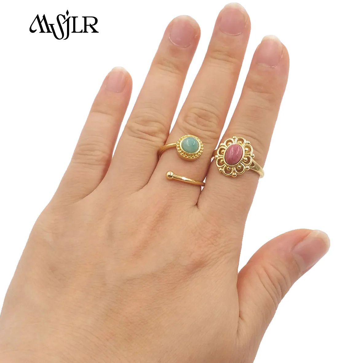 

MVR101 Multicolor Simple And Elegant Fresh Adjustable Female Gemstone 18k Gold Plated Ring Hot Sale Engagememt Jewelry Ornament
