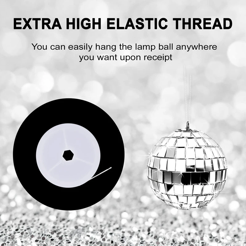 TKOH-24 Pcs Mirror Disco Ball Hanging, Glass Disco Ball Decor, Silver Disco Decorations, Disco Ball Ornament With Rope