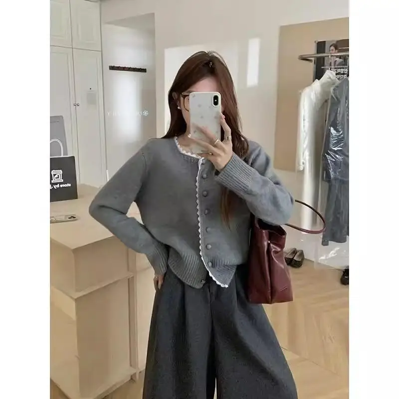 

Cardigan Sweater Coat korean popular women's clothes Knitwear Woman clothes winter 2025 Short Loose Thick cozy tops