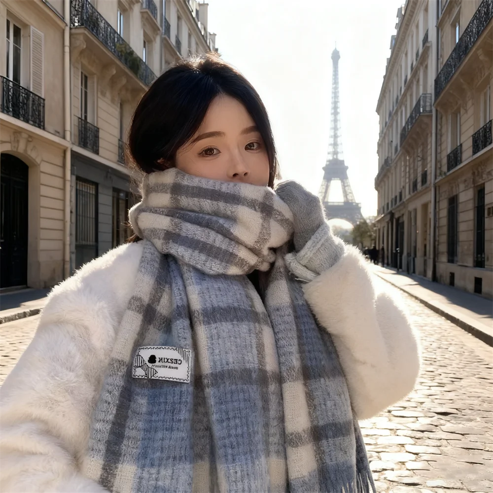 200*50cm Meradela Plaid Schal frauen Herbst Winter Verdickt Imitation Kaschmir Student Warme Paar Schal Große Schal decke