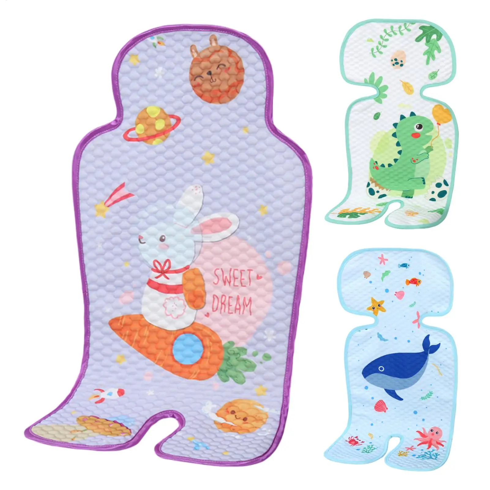 Cartoon Baby Stroller Seat Cushion Ice Silk Breathable Mesh Universal Washable for Infant 0-3 Years Summer Baby Stroller Mat
