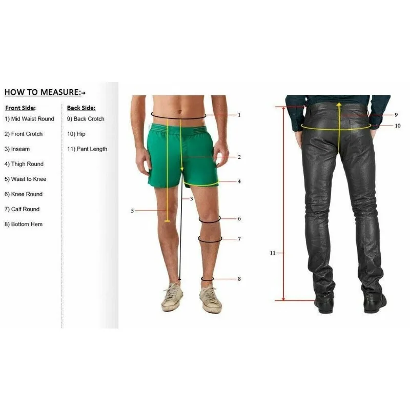 Men's Genuine Leather Black Pants Fashion Authentic Sheepskin Motorcycle Slim Fit European and American Fashion Trend