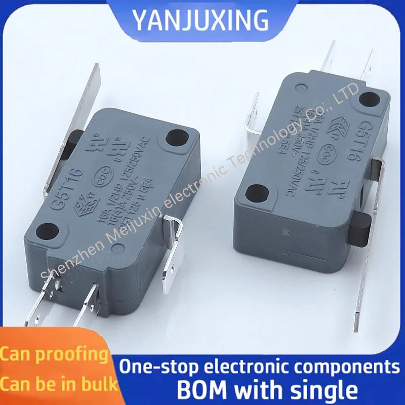 1~5pcs/lot Silver contact G5T16-1 microswitch 3-pin with straight handle mechanical travel limit 16A 250VAC
