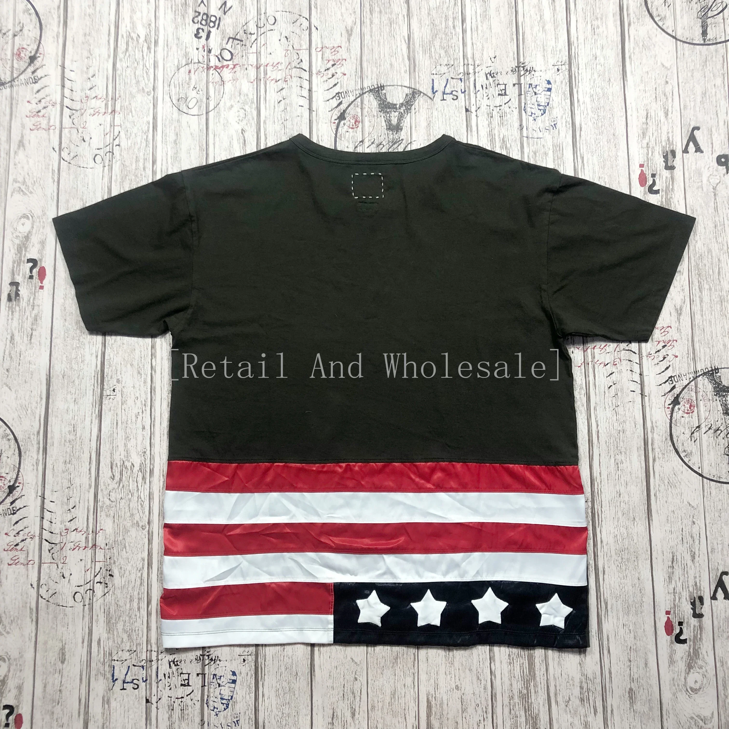 

[Розничная и оптовая продажа] VISVIM WMV JUMBO TEE STARS 18-точечная выставочная футболка с шелковым флагом и короткими рукавами