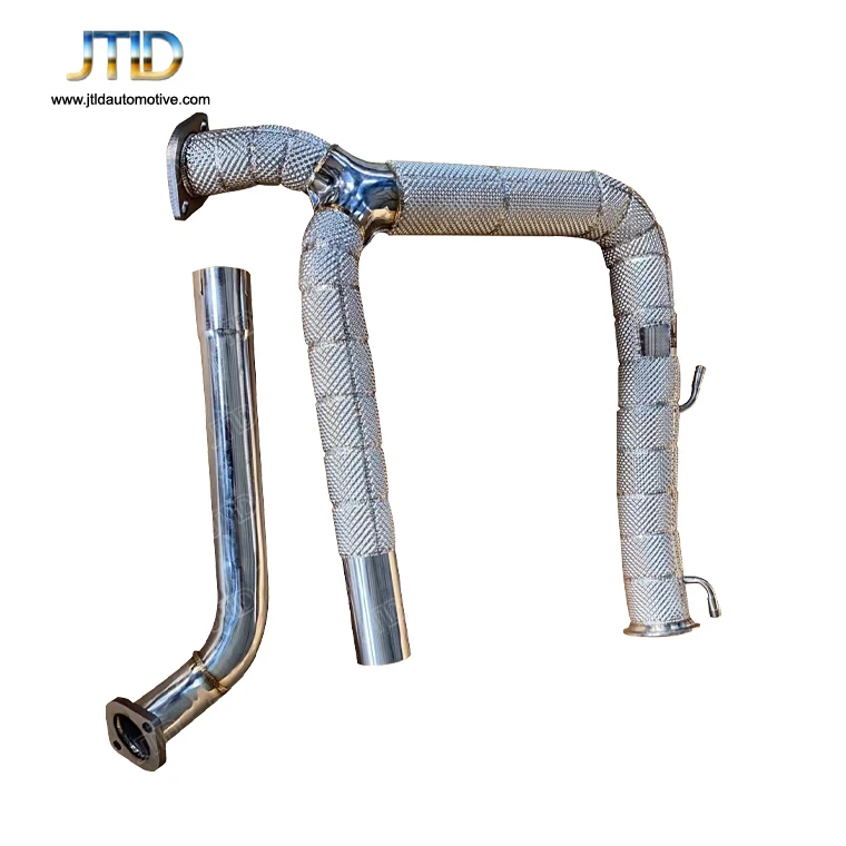 Half Heat Shield Downpipe For Porsche Cayman 718 2019-2021 2.0T SS304 Stainless Steel Performance Catless Exhaust System