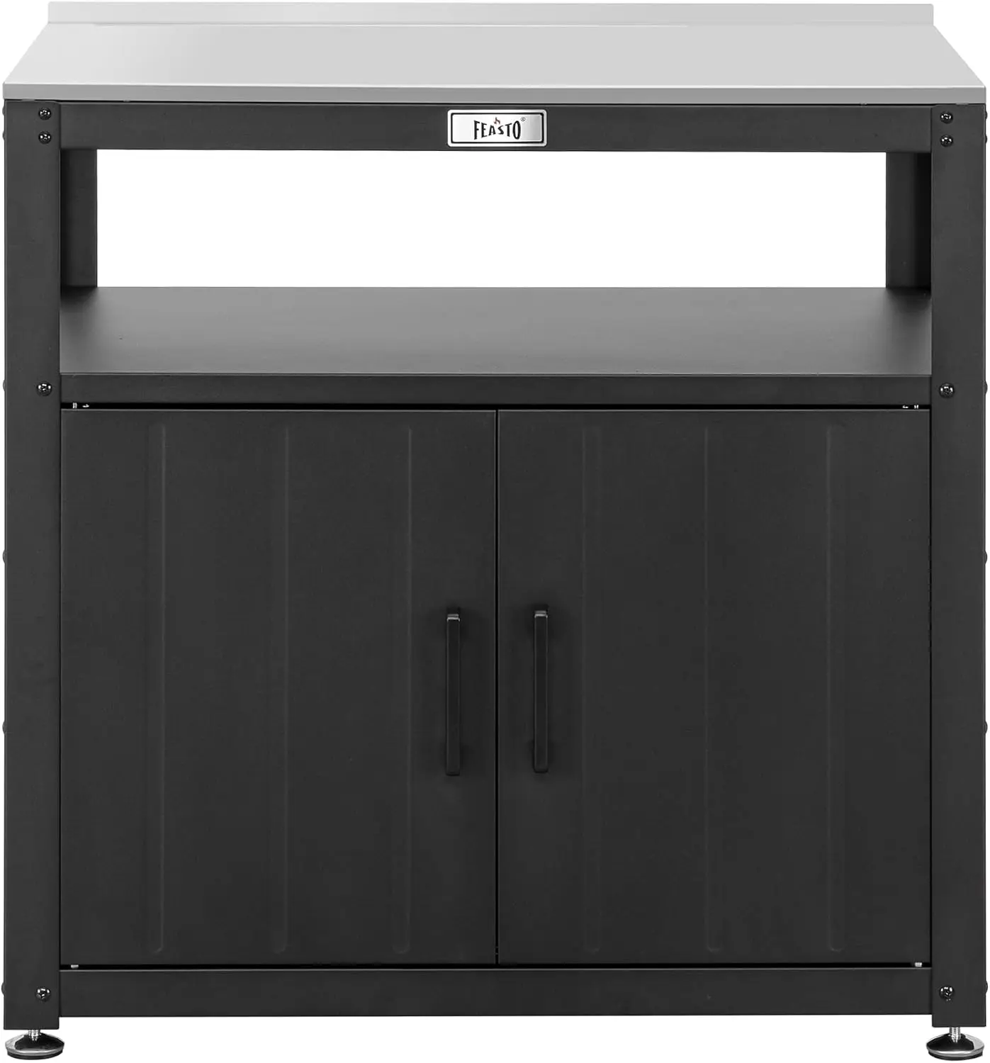Outdoor Metal Potting Bench and Garden Work Table with Storage Cabinet