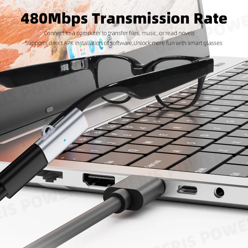 Magnetic USB C Charging Adapter for Rokid AI Intelligent Glasses Type C Converter 480Mbps Data Transmission Cable Adapter