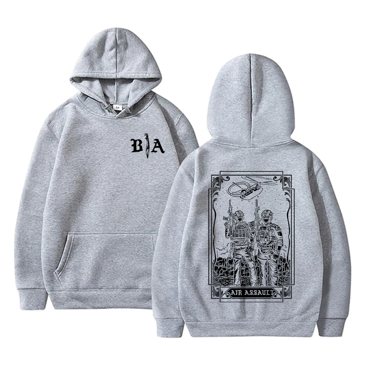 Brothers in Arms Air Assault Grafik-Hoodie für Herren und Damen, lässiger, übergroßer Pullover, modischer Vintage-Kapuzen-Trainingsanzug für Herren – Detail 6
