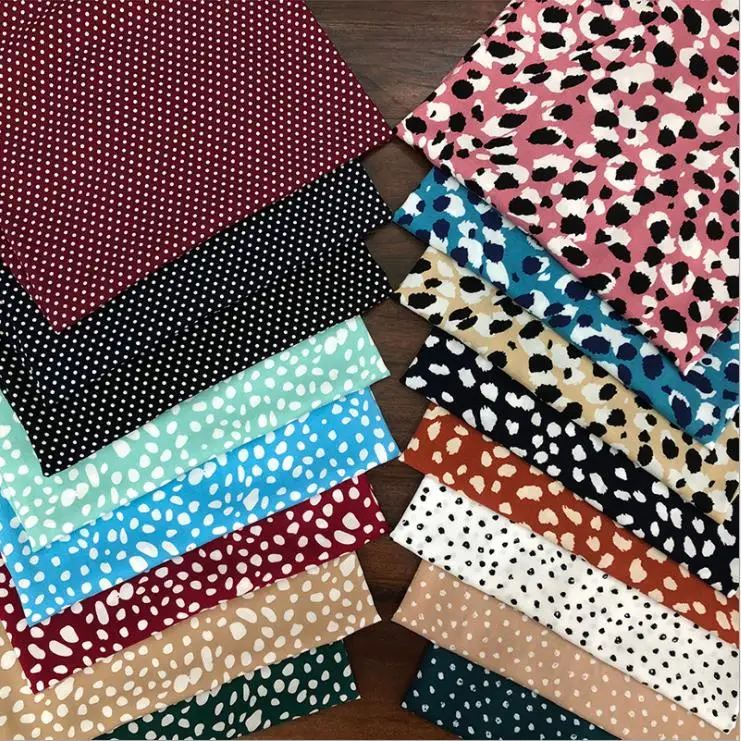 1 meter X 1.45 meter Africa Leopard Fabric Viscose Yoryo Crinkled Rayon Dress Shirt Material RetroColorful dots Plain print