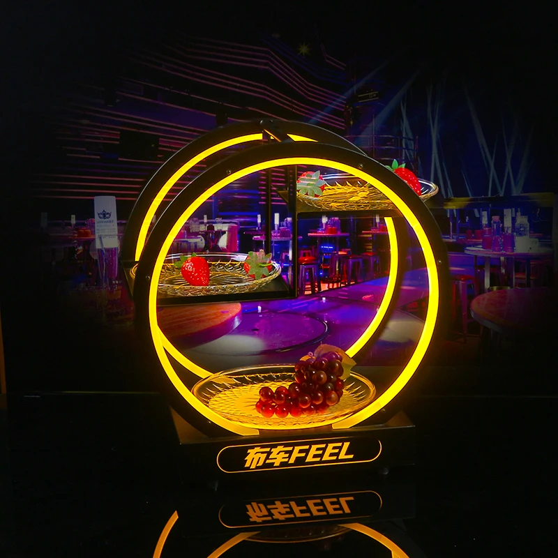 

LED Luminous Rotundity Fruit Plate Multi-Layer Snack & Dried Fruit Platter for Night Entertainment Bar/KTV Use