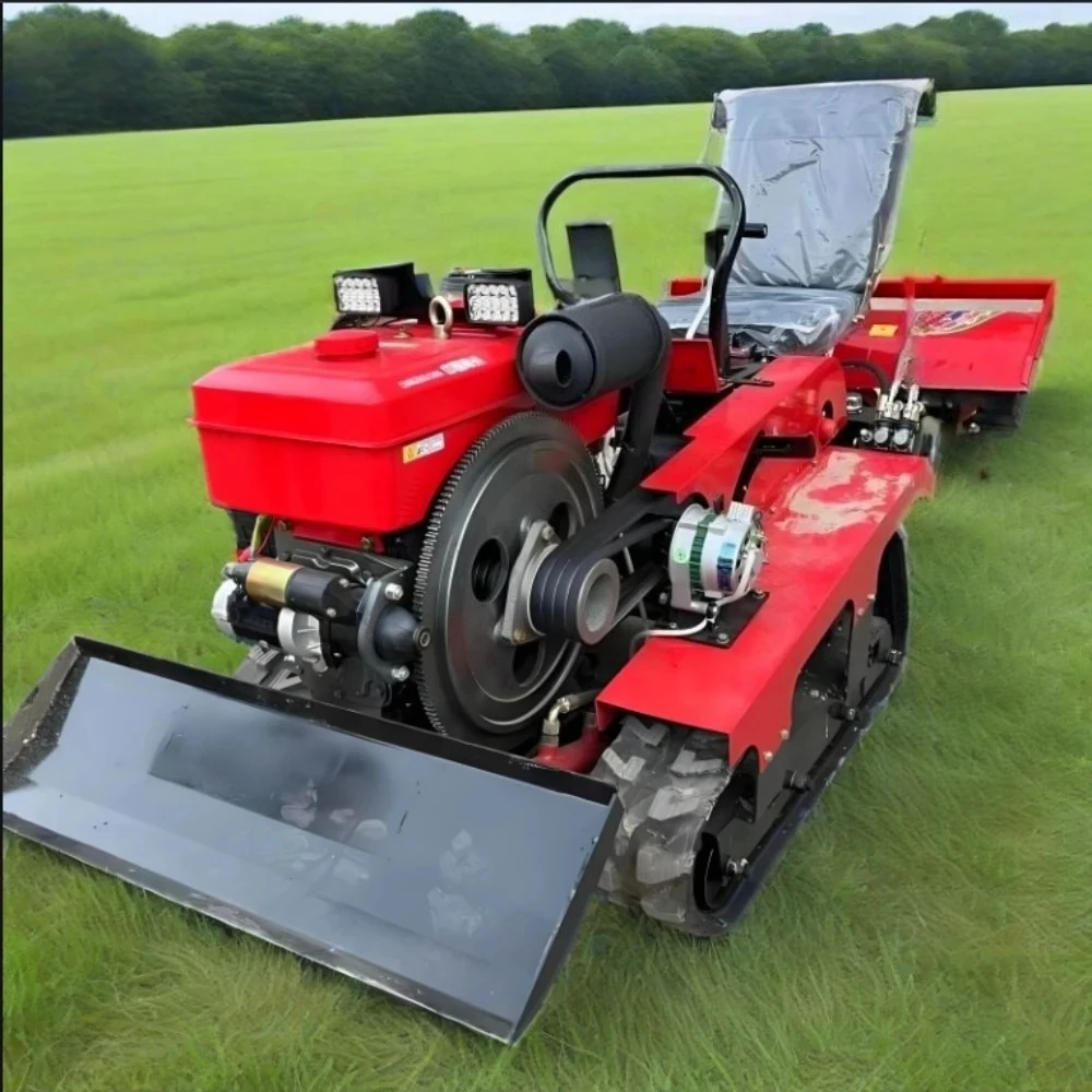 Traktor pertanian kecil yang cocok untuk operasi kebun dan lahan berpasir, dilengkapi dengan herbisida dan pendorong salju.