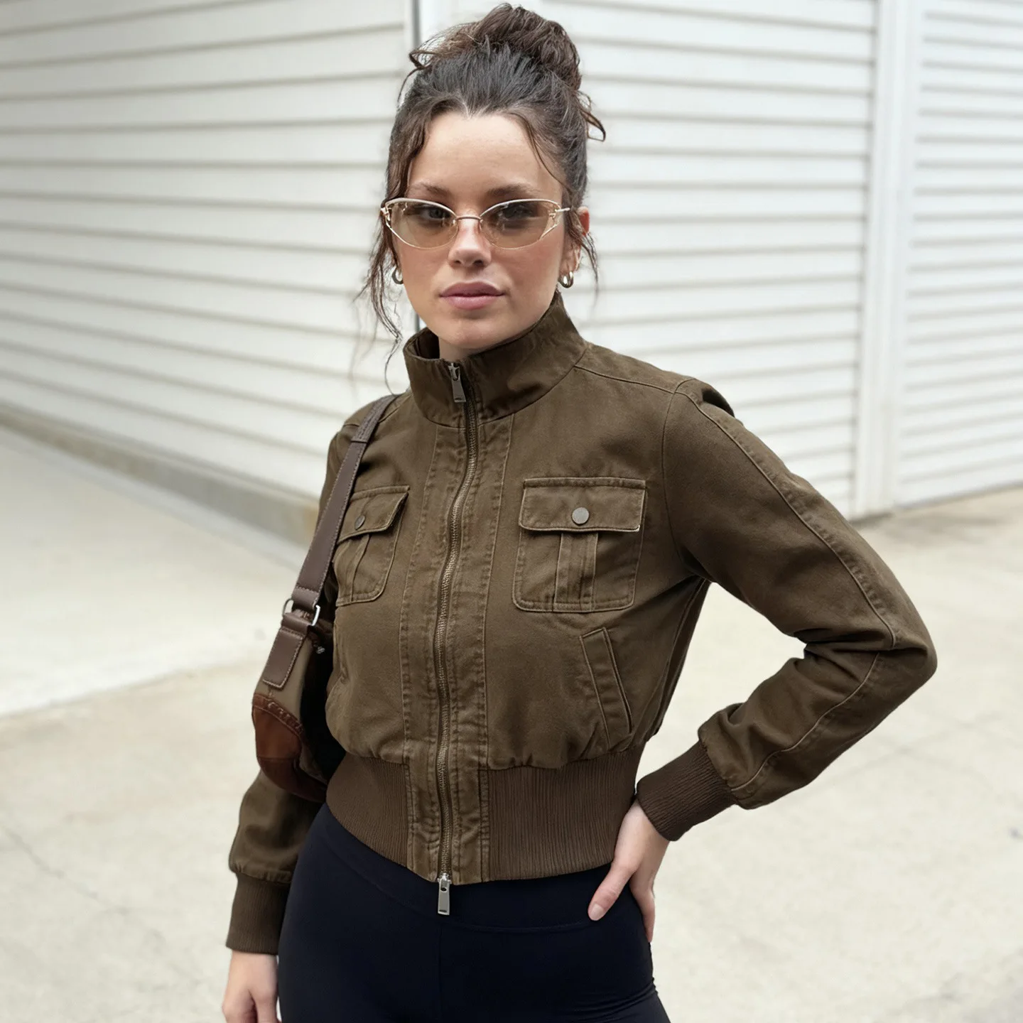 Women's Retro Industrial Style Denim Jacket Heavy Design Casual Thread Splicing Autumn Winter Coat