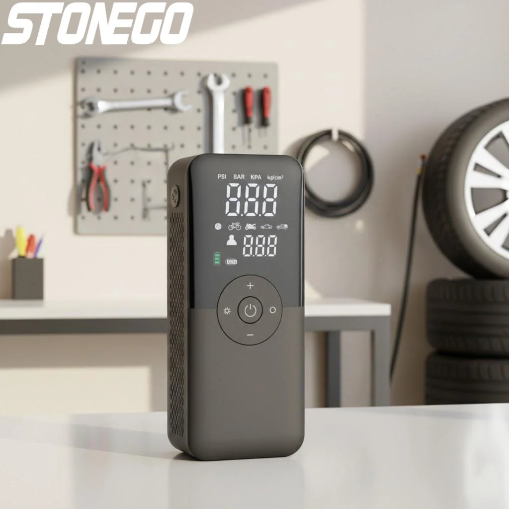 

Digital Air Pump for Car Motorcycle Bicycle Rechargeable Tire Inflator Portable Cordless Compressor Inflates Balls and Tires