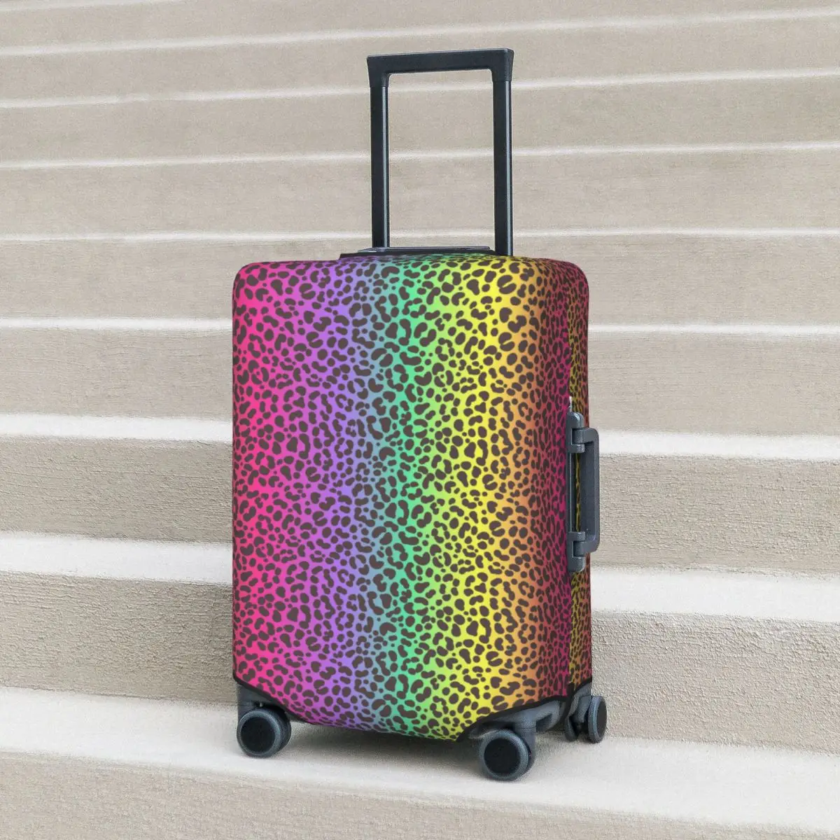 

Rainbow Cheetah Suitcase Cover Animal Spotted Skin Strectch Business Protector Luggage Accesories Flight