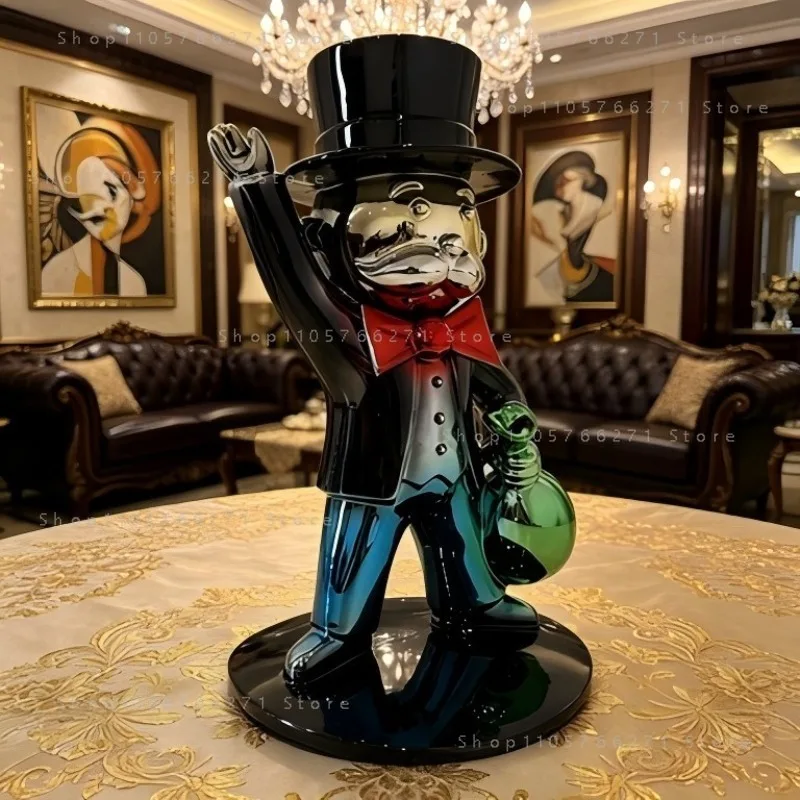 Home Decor Retro Gentleman Shape Decorative Resin Sculpture Electroplated Ornament Home Living Room Desktop Crafts Birthday Gift