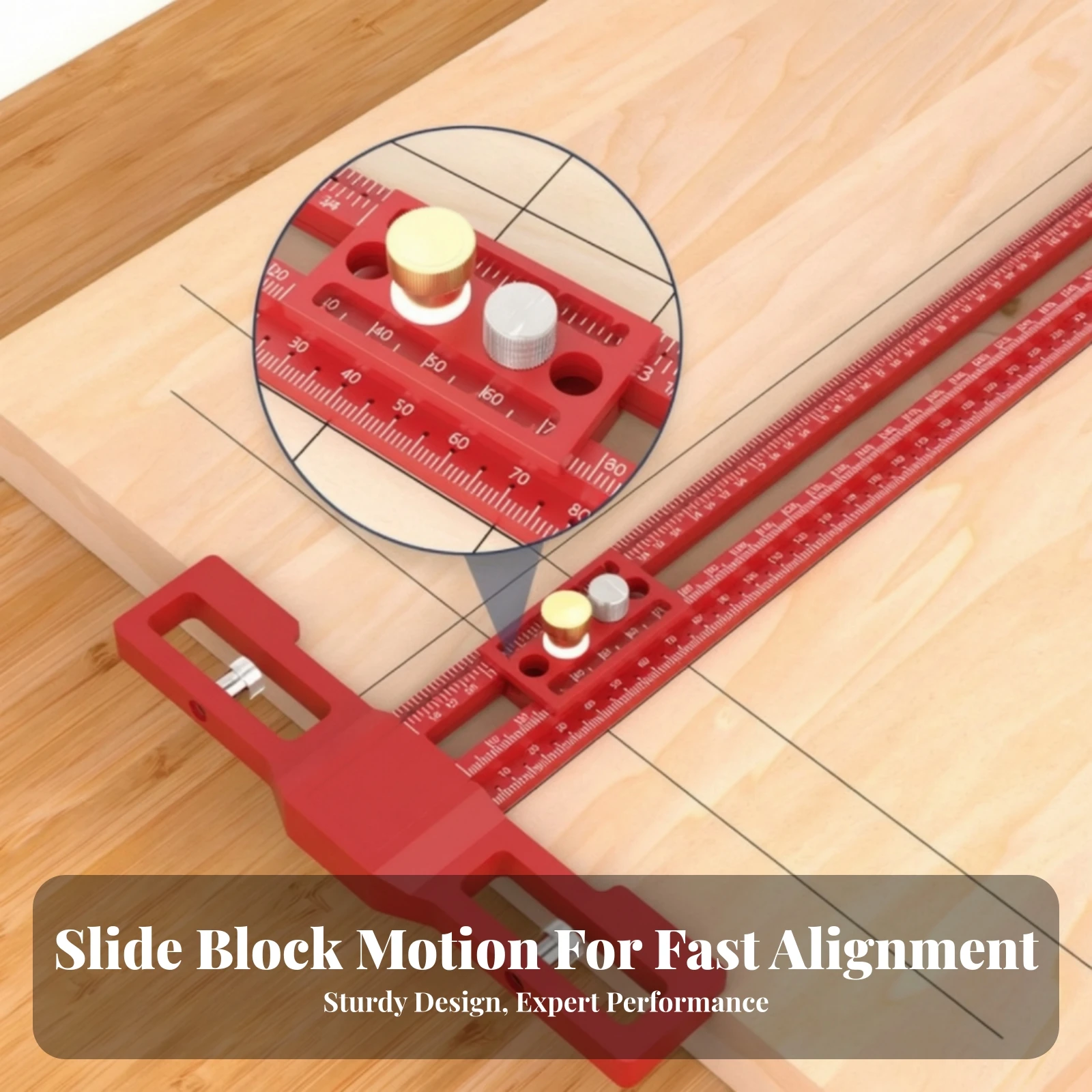 Woodworking Marking Ruler with Drill Sleeves Allintegrated Sliding L-Square L-Square Ruler Long-Lasting for Woodworkers