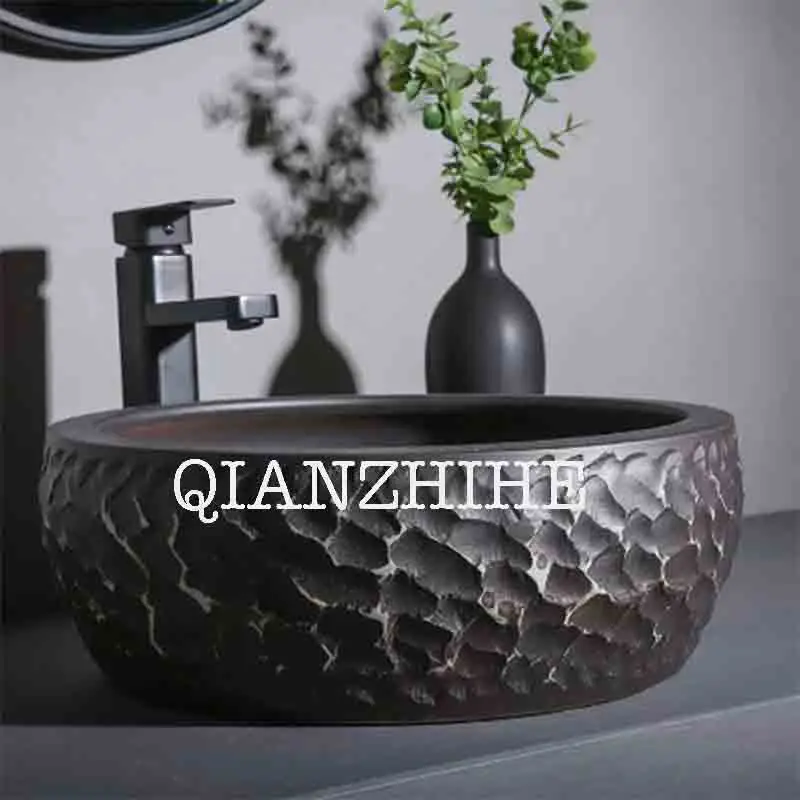 Round Tire Creative Countertop Basin Splash Proof Industrial Black Art Wash Basin Toilet Washbasin Balcony Countertop Sinks