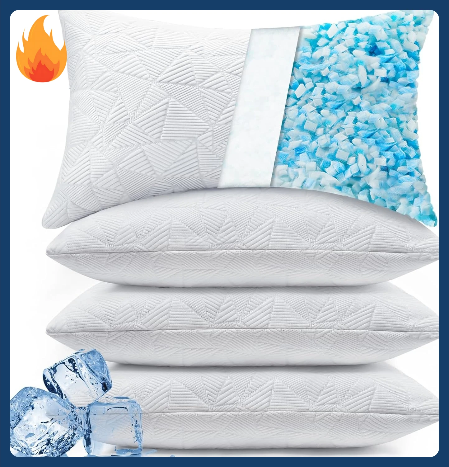 

Cooling King Size Pillows Set of 4,Shredded Memory Foam Bed Pillows for Sleeping,Adjustable Firm Cool Pillow for Neck Pain and S