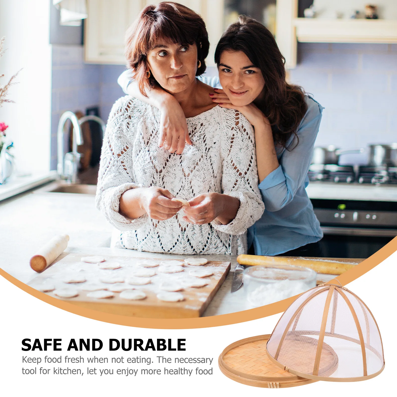 

1pc Mosquito Proof Food Dish Cover for Kitchen Food Storage Bamboo Weaving Outdoor Dessert Cover Mesh Screen Keep