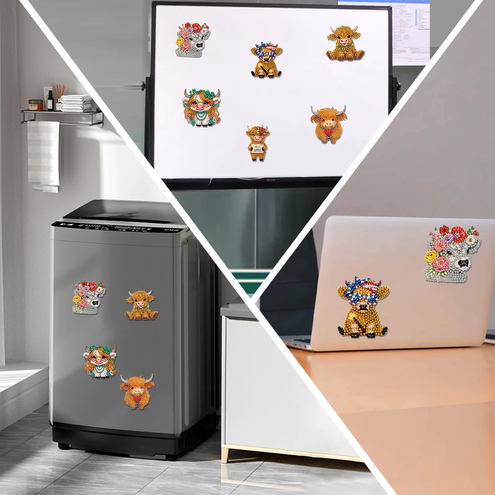 

6 шт. акриловые DIY животные алмазная живопись магниты DIY художественный магнит на холодильник наклейка на холодильник алмазные художественные магниты