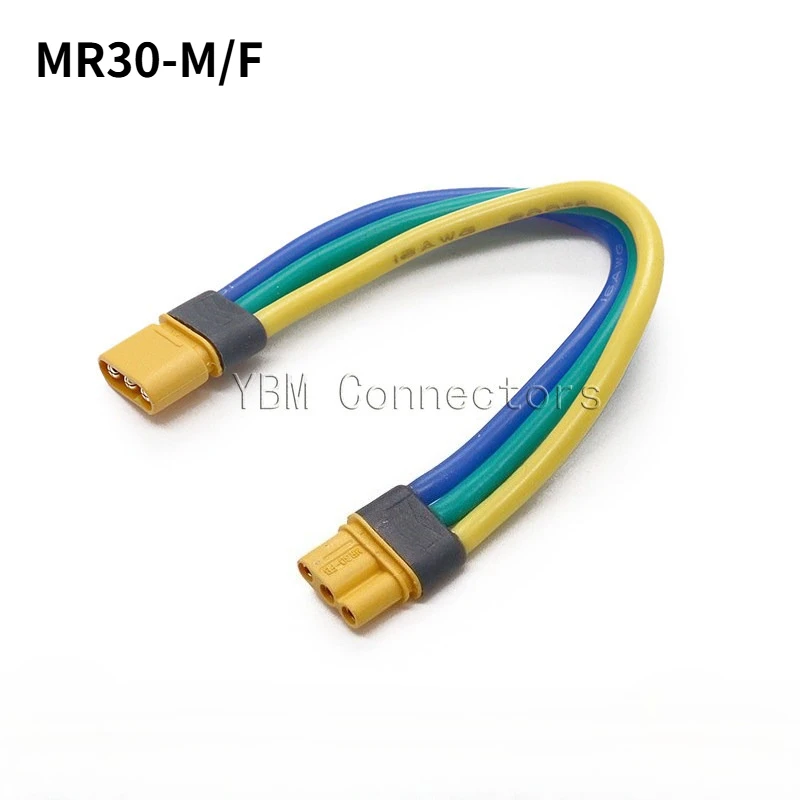 

1PCS MR30-M/F male and female three-pin shielded high-temperature resistant drone plug 16AWG