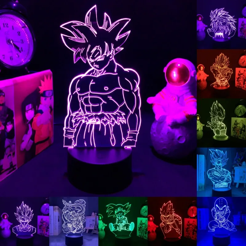 

Anime Goku Vegeta Dragon Ball Z Super Saiyan 3D Lamp LED Night Light Goku Jiren Broly Table Lamp Gift 16 Colors