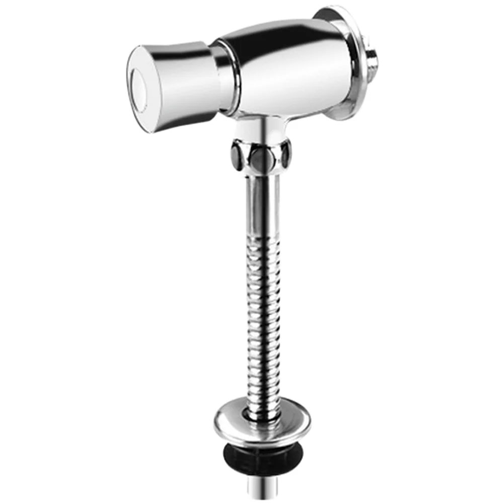 Manual Press Brass Urinal Flush Valve with 3-6 Second Delayed Flush Function and PVD Chrome Nickel Finish for Toilets