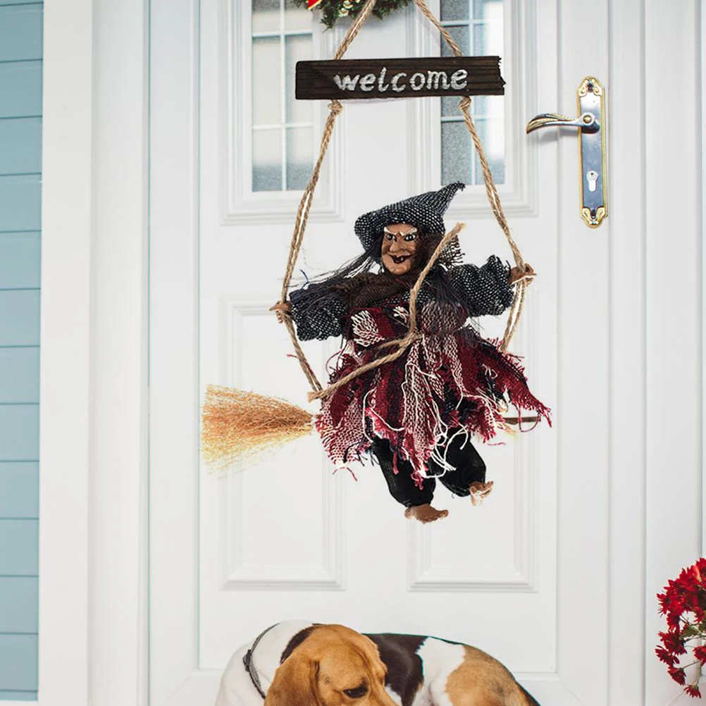 Witch Pendant Halloween Door Decor Outdoor Product Bamboo Hanging Party Decoration Child