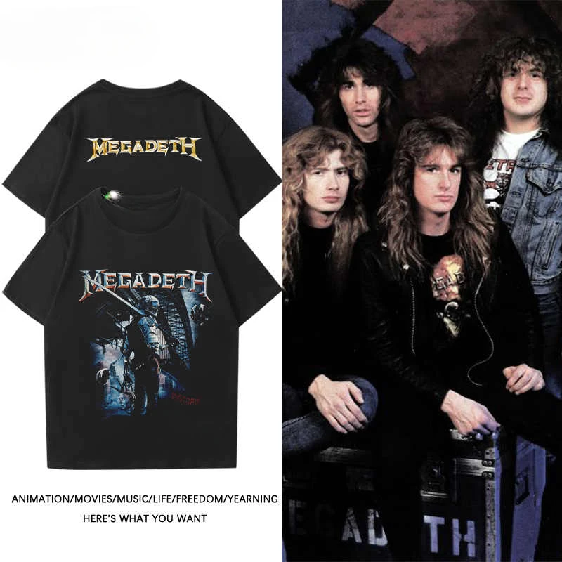 2024 MEGADETH Metal Band Short Sleeve T-shirt Men's and Women's New Summer Cotton Street Rock Trend Print Half Sleeve