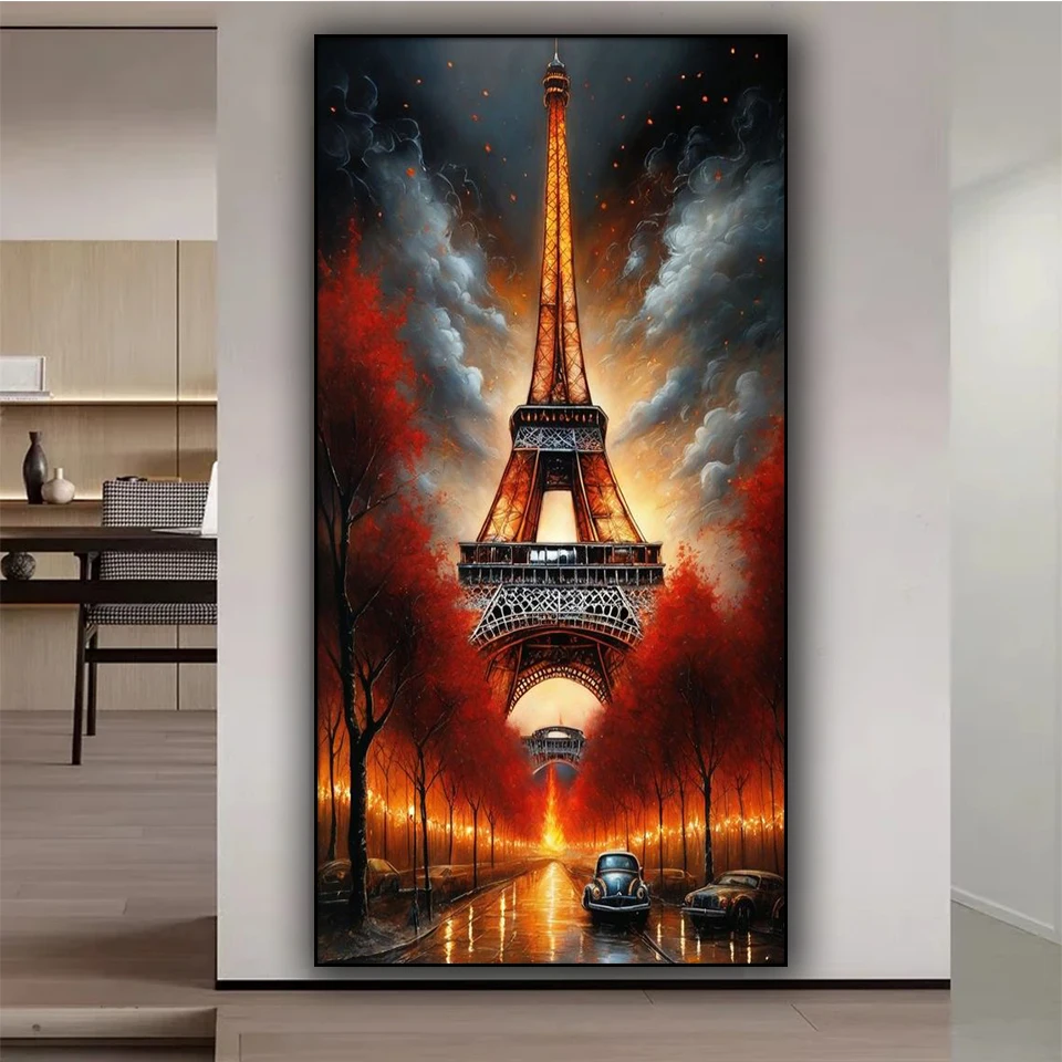 Paris Tower Diy Diamond Painting New 2024 Full Square Round diamond Mosaic cityscape jewelry Cross stitch Home Decor Art Gift