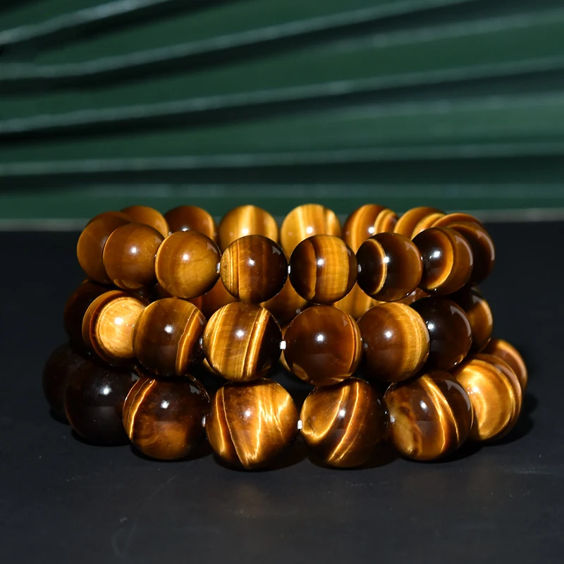 5A Natural Yellow Tiger Eye Stone Beads Bracelet Man Women Green Blue Red Tiger Eye Accessories Jewelry Yoga Meditation Bangle