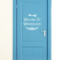 Alice in Wonderland Wall Sticker Art Decor Welcome To Alice in Wonderland Wall Decals Kids Room Door Wall Decoration