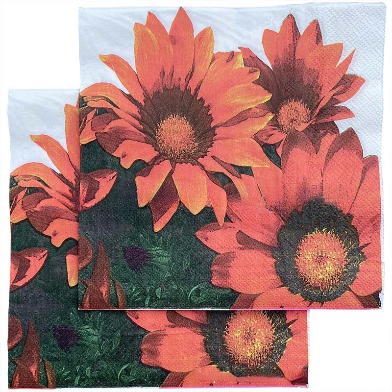 

10/20pcs/Pac 2-Ply 33*33cm in Stock Double Sunflower Napkin Handkerchief Paper Disposable Party Arrangement Decorations