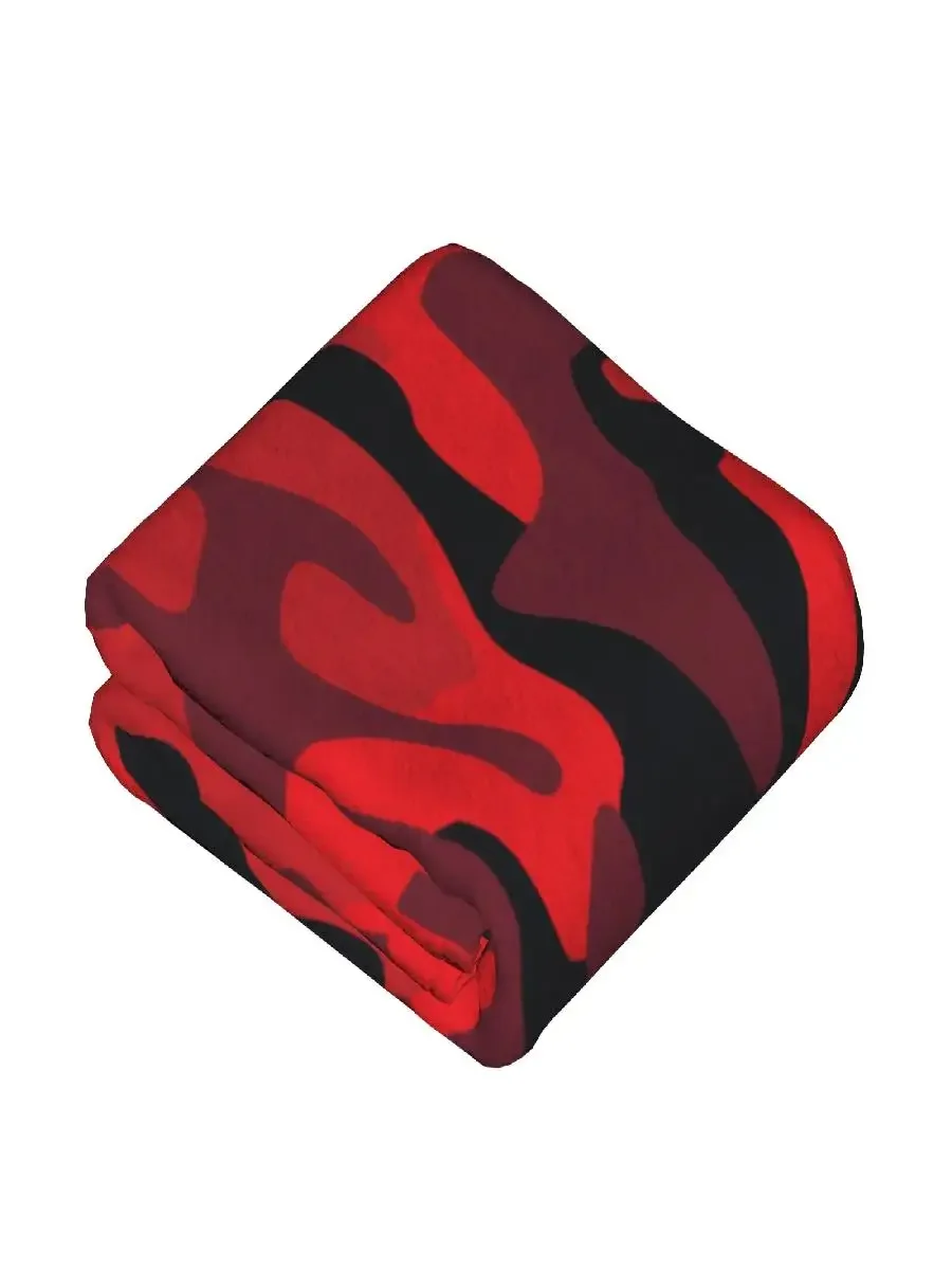 Red Camouflage Fleece Throw Blanket for Sofa Bedding Creative Camo Texture Rug xcm Lounge Piece