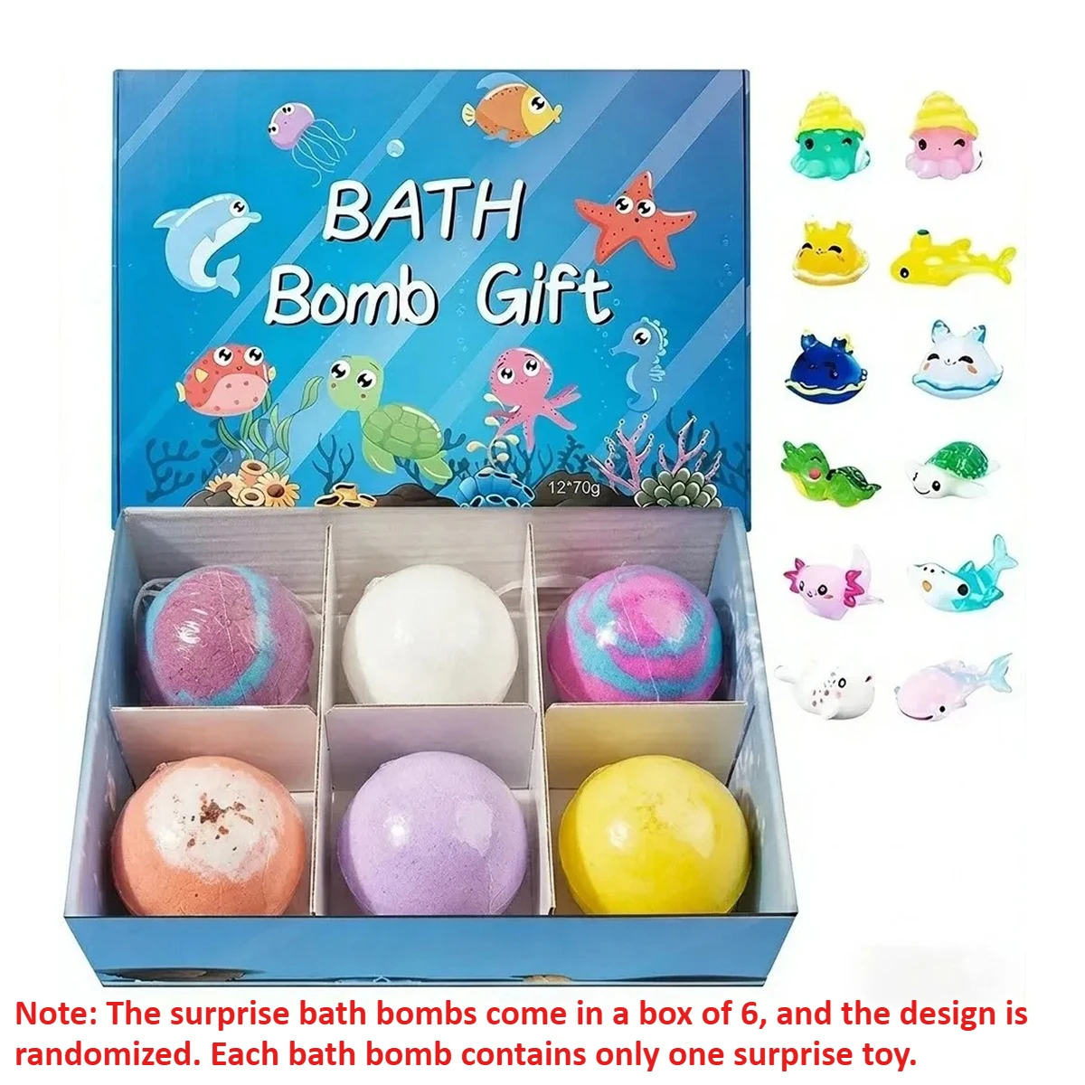 6-12 stuks Kinderbadbommen Natuurlijke Mega Bubbles Verrassing Oceaan Speelgoed Cadeauset Huidvriendelijke Badset voor Jongens en Meisjes