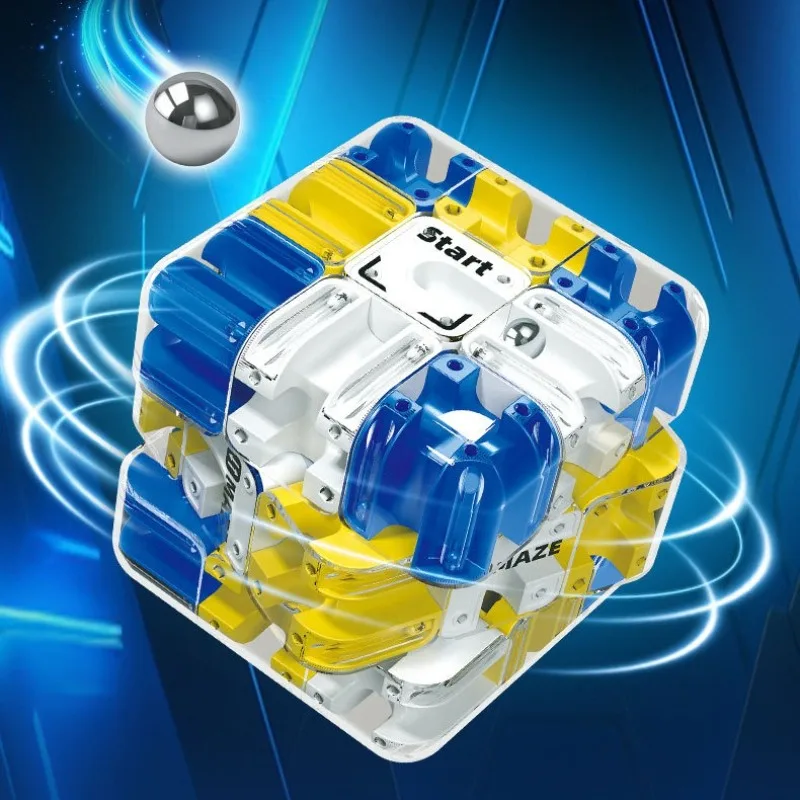 Puzzle 3D Cubo magico con rotolamento a sfera Labirinto per bambini Giocattolo agitato Pensiero logico Sollievo dallo stress Regalo di compleanno educativo