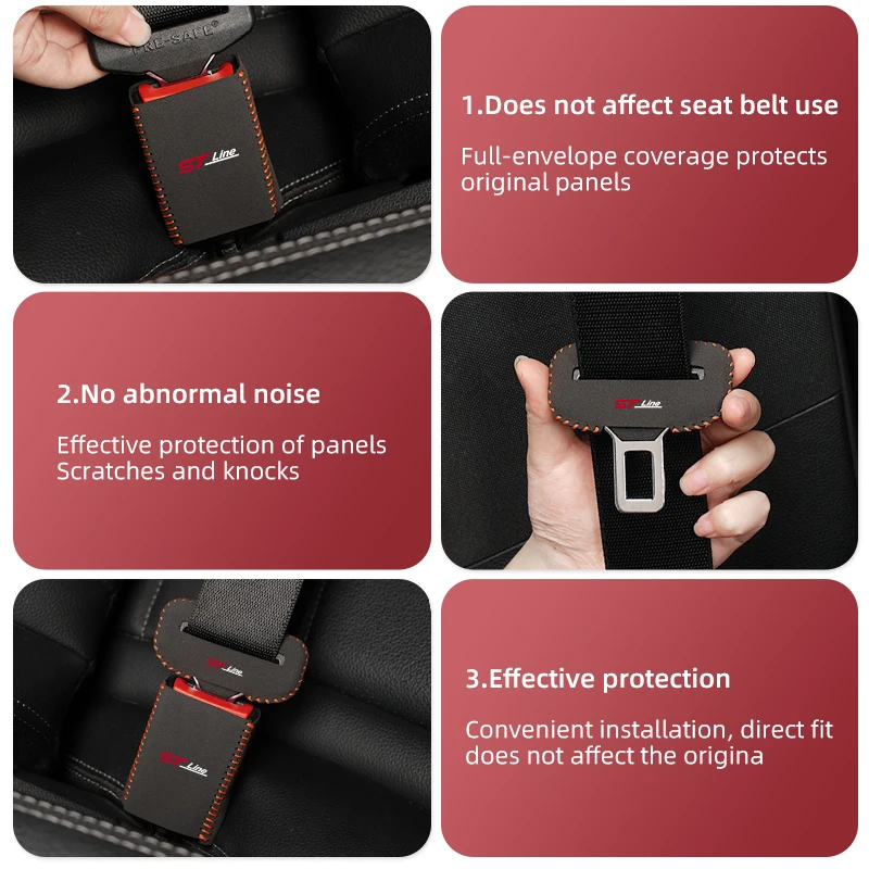 2Sets Car Seat Belt Buckle Cover Universal Fur Protector Auto Accessories For Ford Escape Kuga Mondeo Fiesta Focus 2 Fusion - view 5